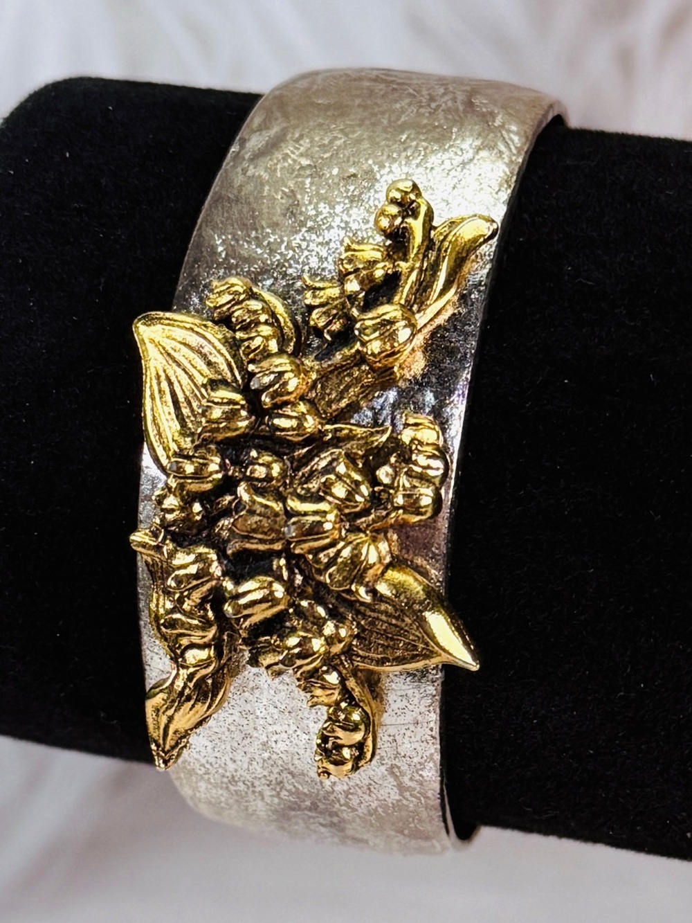Vintage Cherub Cuff Bracelet Multi Metal Gold Tone Silver Tone Brass Tone